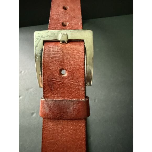 Soho Design Group Leather Belt Brown Size L Made In Italy Silver Buckle Career - Picture 3 of 9